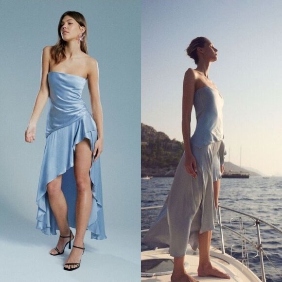 NWT Bardot Lorenza Midi Dress in Dustblue Size 4 - Picture 3 of 12